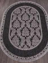 Ковер циновка VEGAS S001 BLACK-GRAY Овал